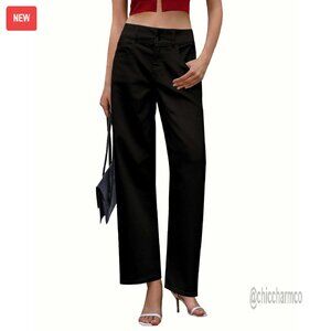 Wide Leg Stretchy Jeans High Waisted Loose Fit Denim Pants